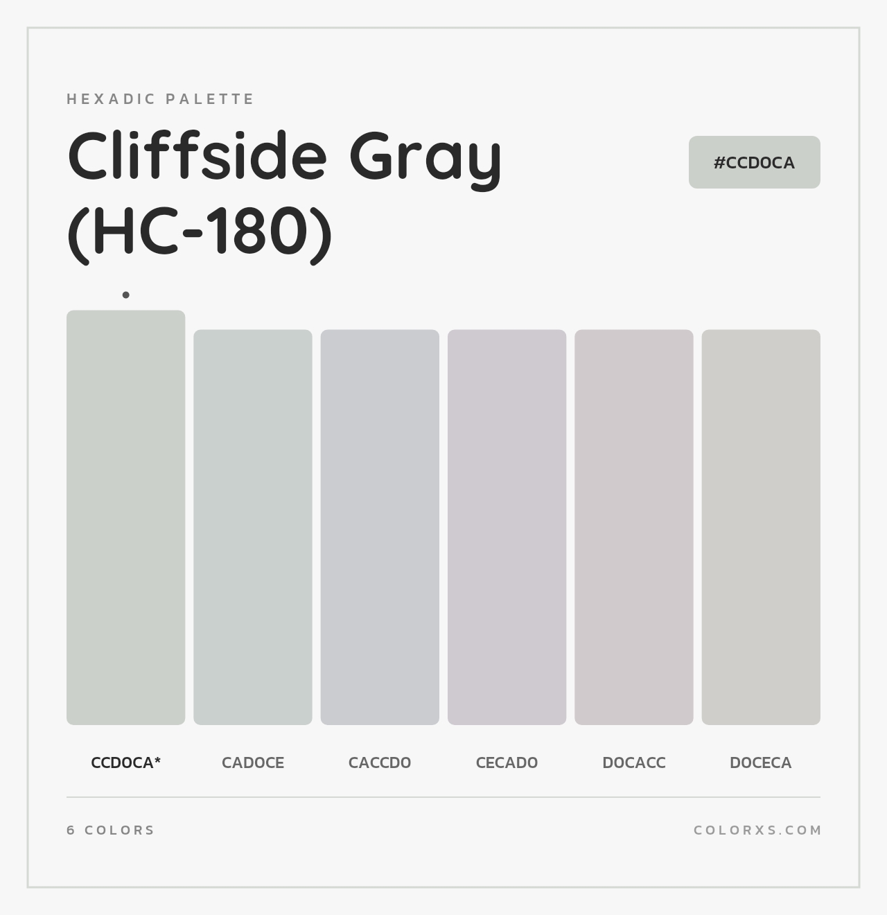 Cliffside Gray (HC-180) - Hexadic Color Palette