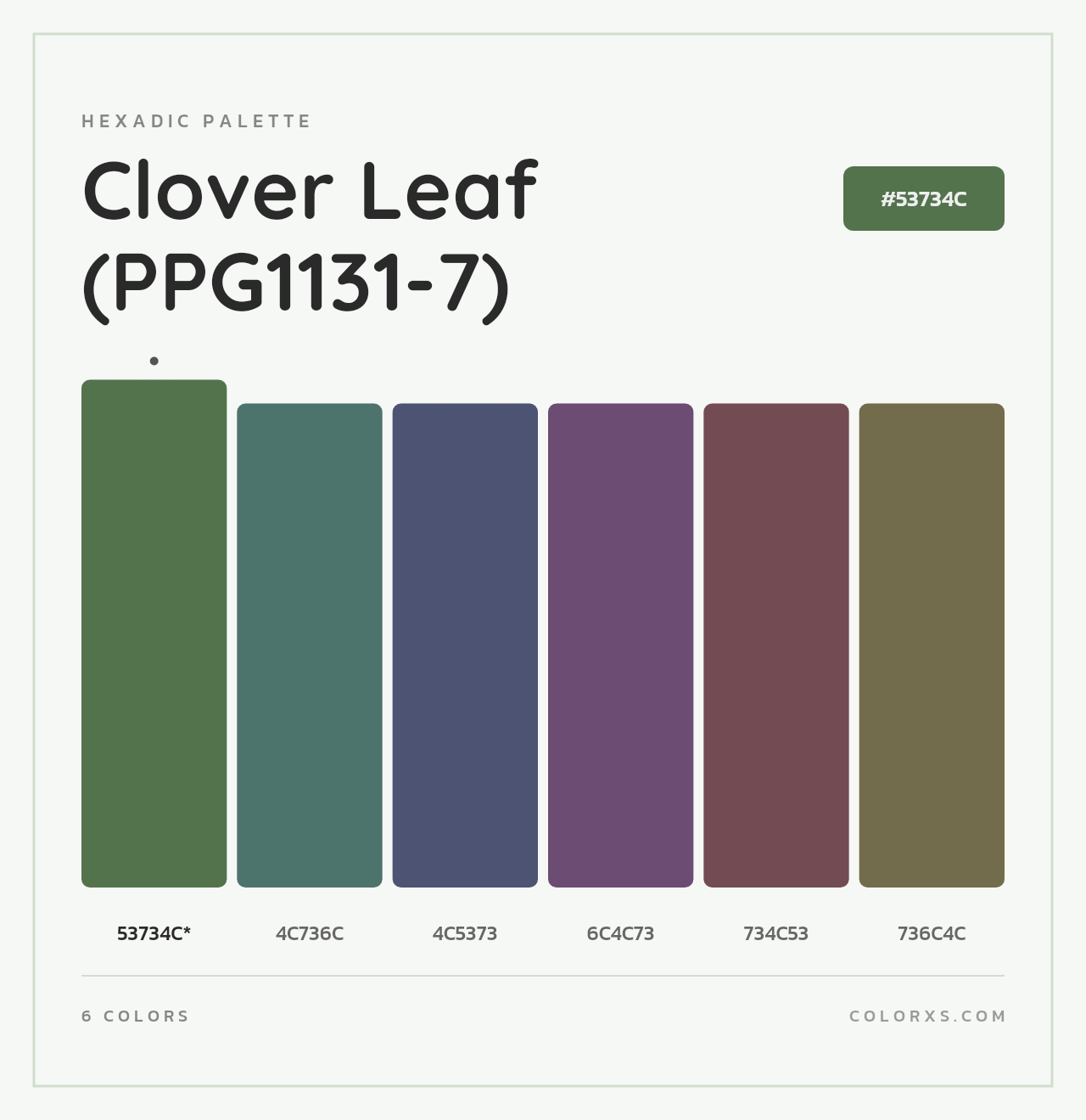 Clover Leaf (PPG1131-7) - Hexadic Color Palette
