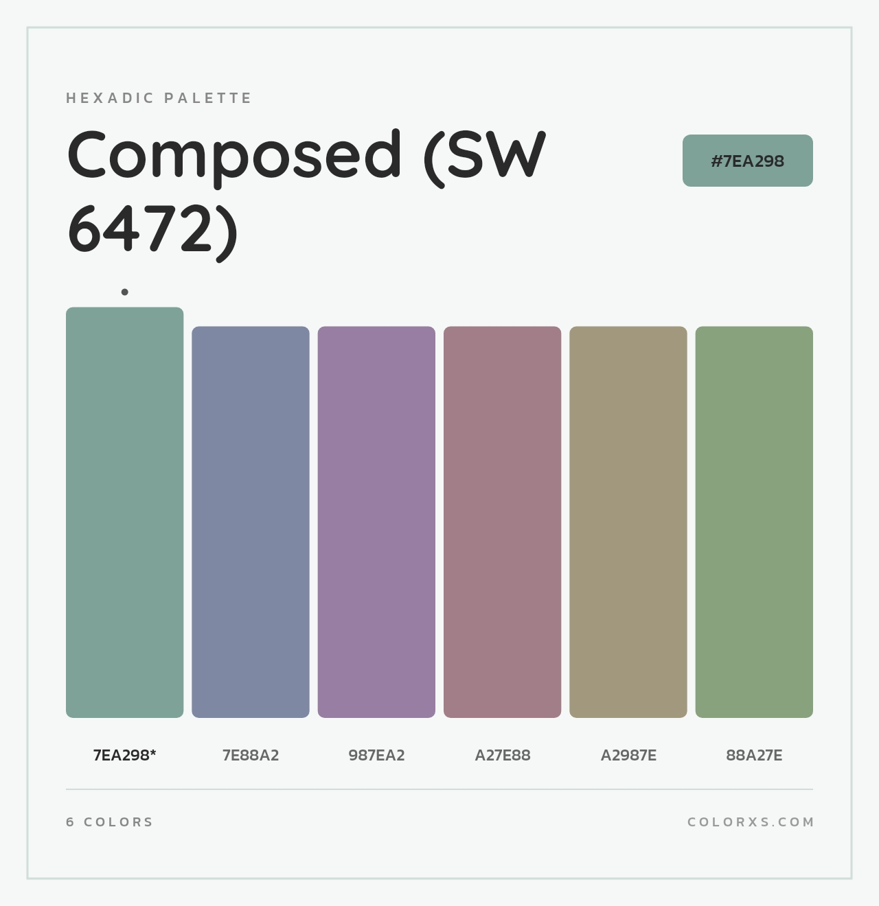 Composed (SW 6472) - Hexadic Color Palette