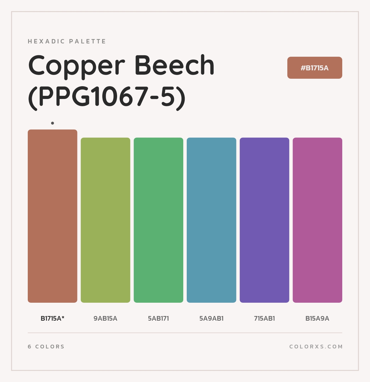 Copper Beech (PPG1067-5) - Hexadic Color Palette