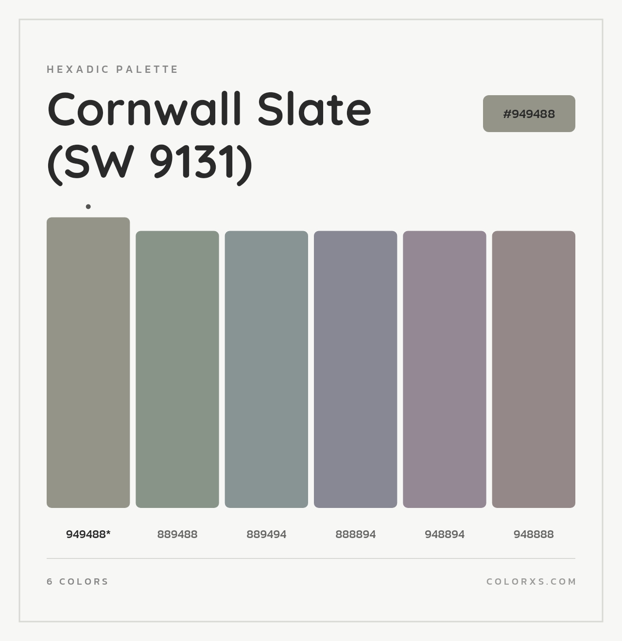 Cornwall Slate (SW 9131) - Hexadic Color Palette