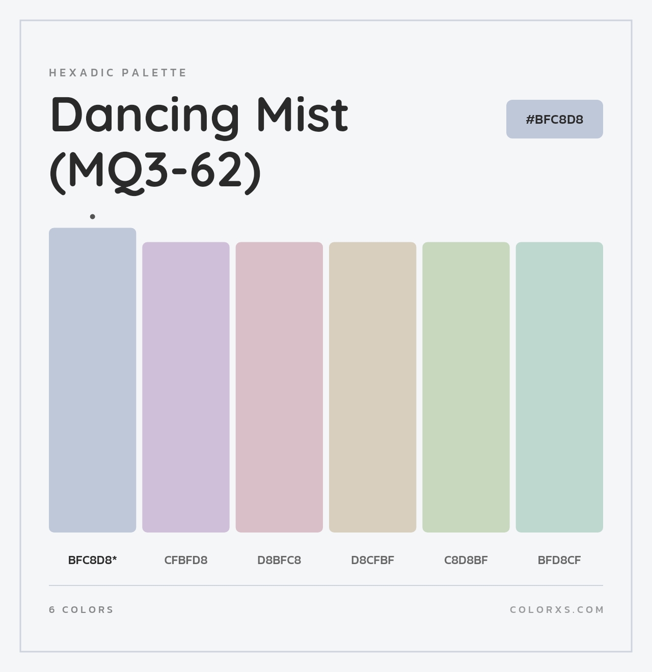 Dancing Mist (MQ3-62) - Hexadic Color Palette