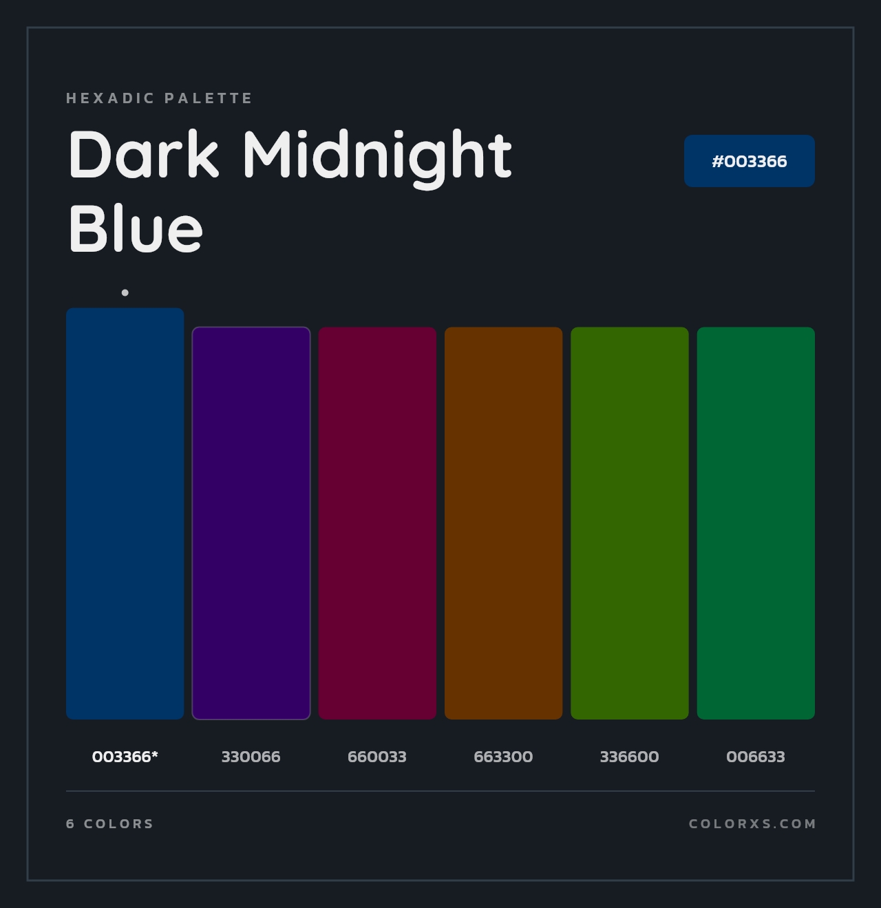 Dark Midnight Blue - Hexadic Color Palette
