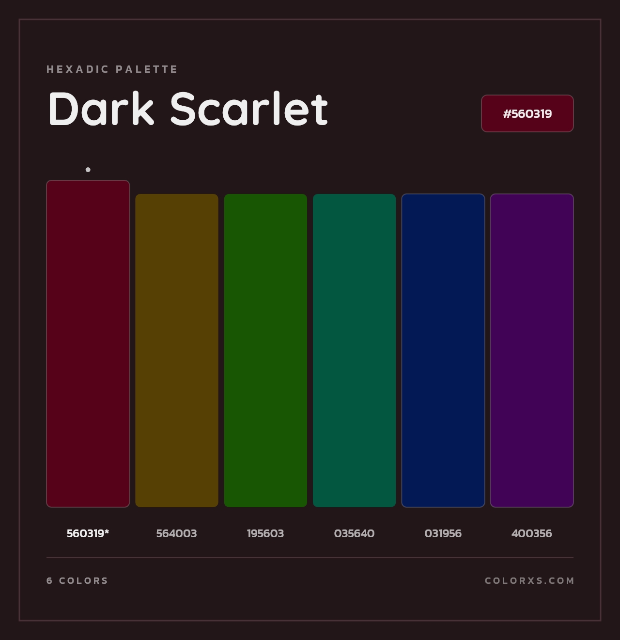 Dark Scarlet - Hexadic Color Palette