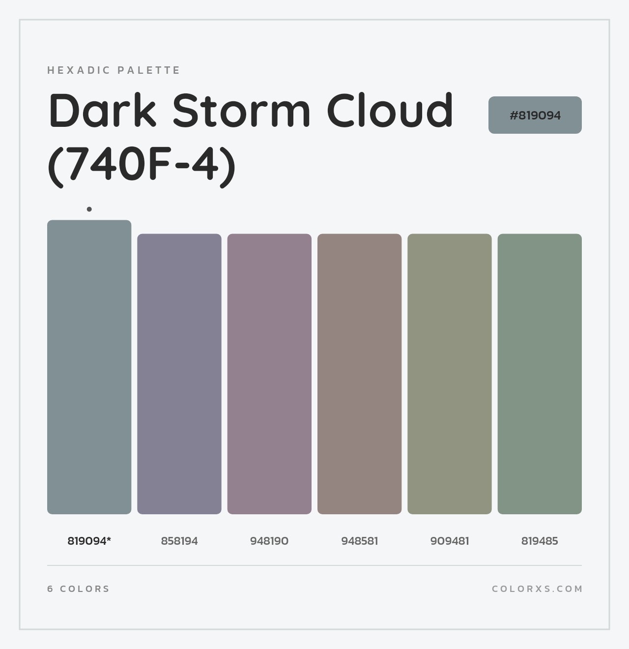Dark Storm Cloud (740F-4) - Hexadic Color Palette