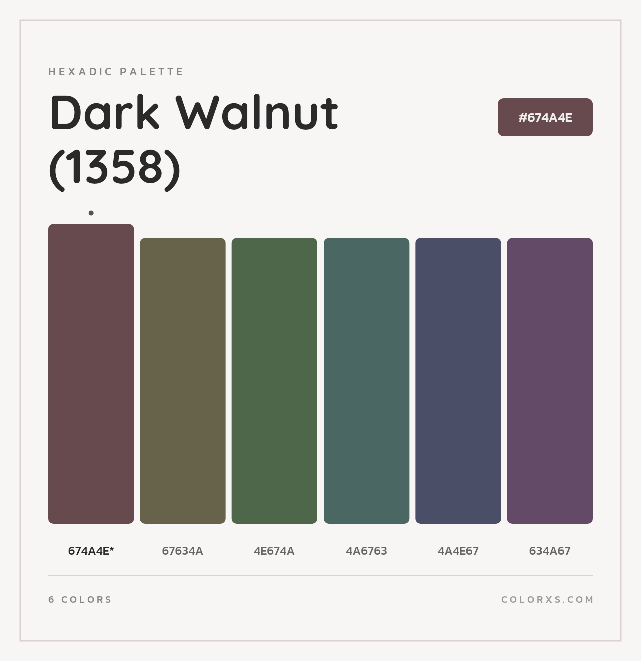 Dark Walnut (1358) - Hexadic Color Palette