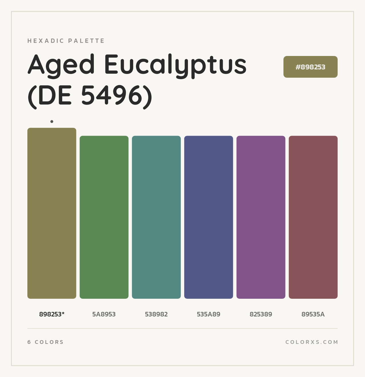 Aged Eucalyptus (DE 5496) - Hexadic Color Palette