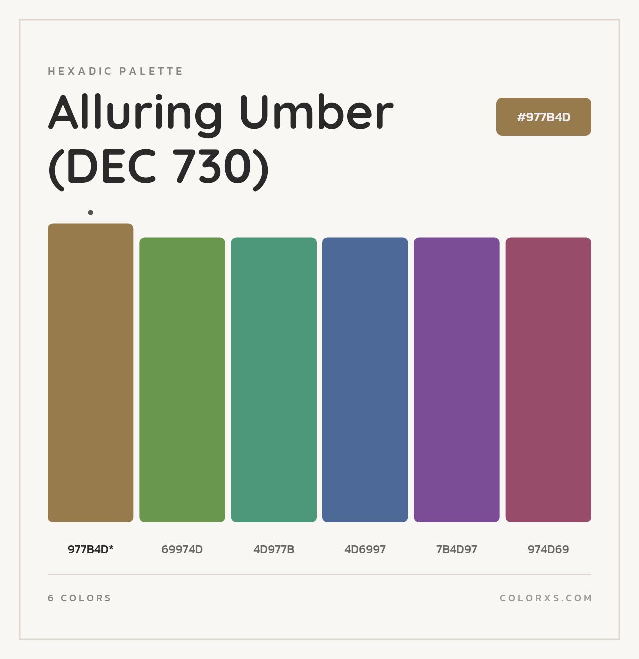 Alluring Umber (DEC 730) - Hexadic Color Palette