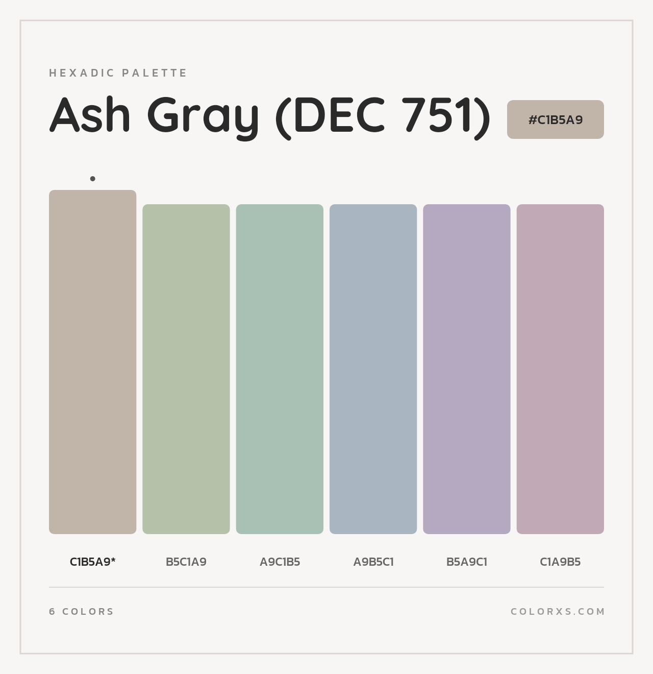 Ash Gray (DEC 751) - Hexadic Color Palette