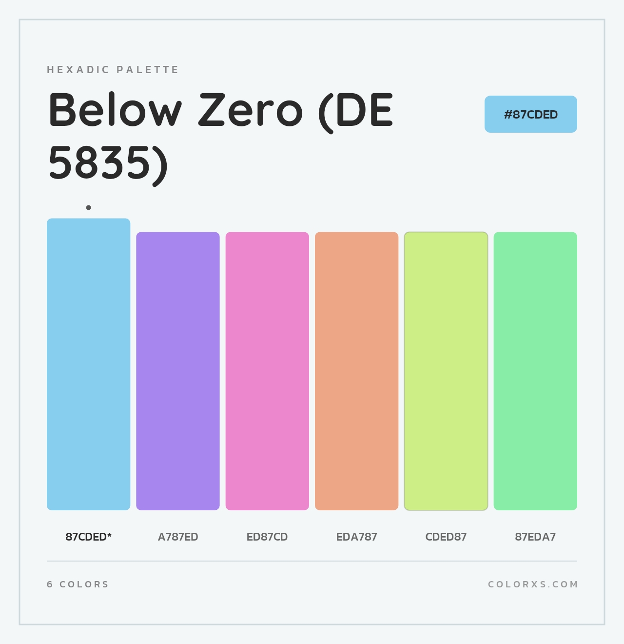 Below Zero (DE 5835) - Hexadic Color Palette