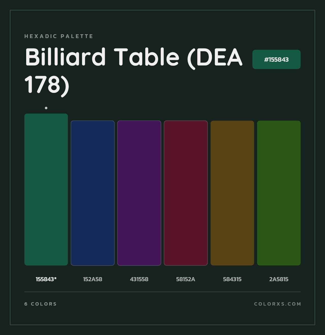 Billiard Table (DEA 178) - Hexadic Color Palette