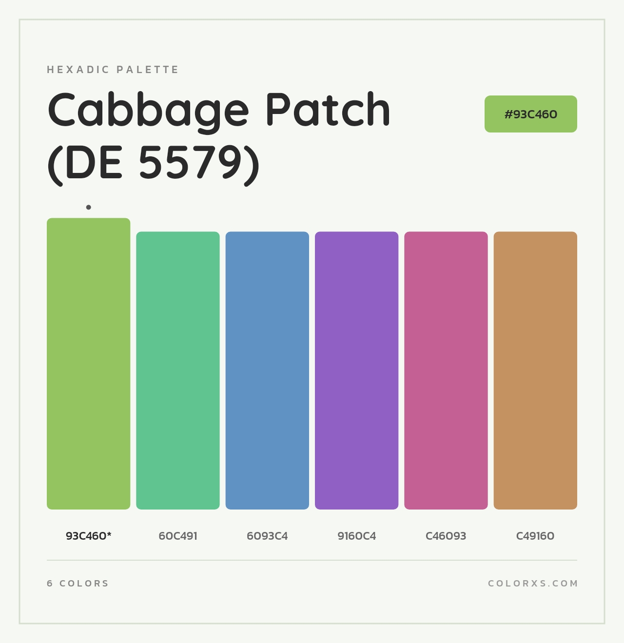 Cabbage Patch (DE 5579) - Hexadic Color Palette