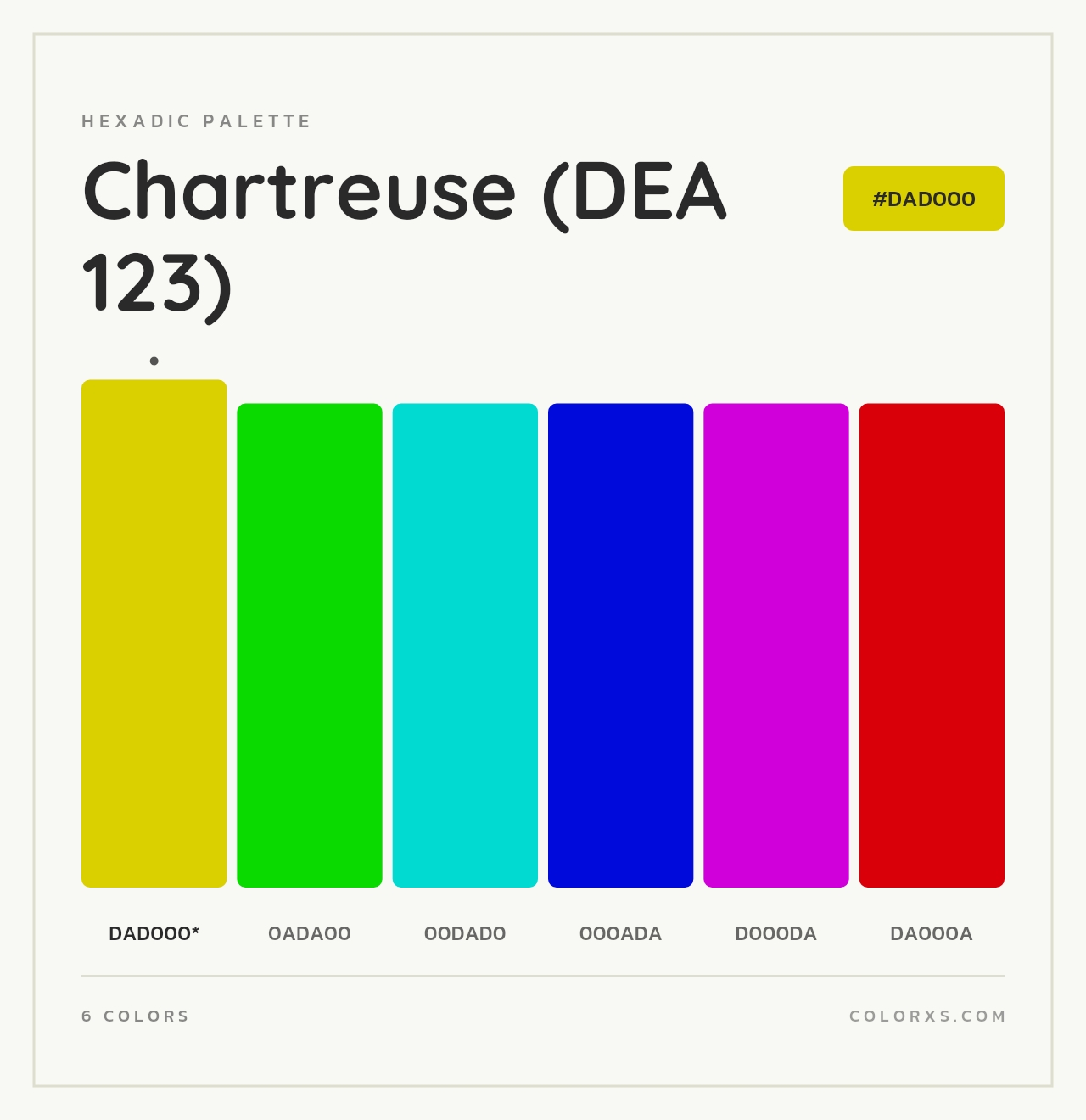 Chartreuse (DEA 123) - Hexadic Color Palette