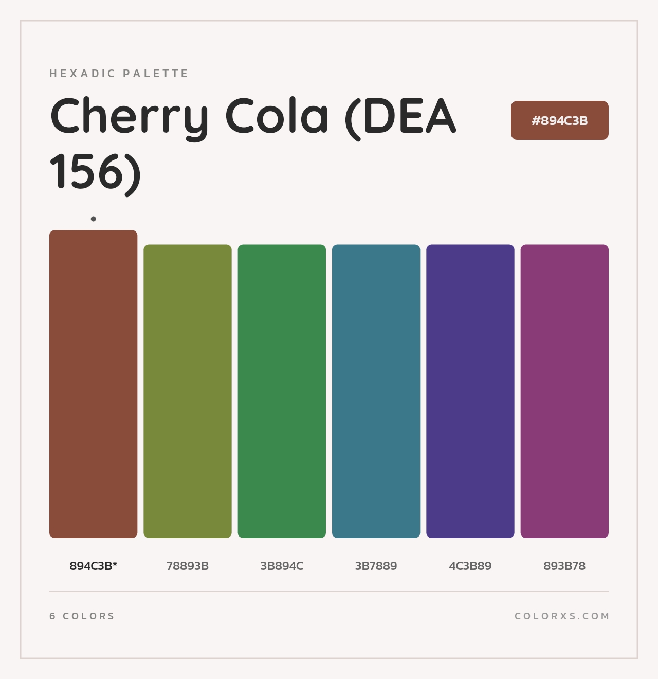 Cherry Cola (DEA 156) - Hexadic Color Palette