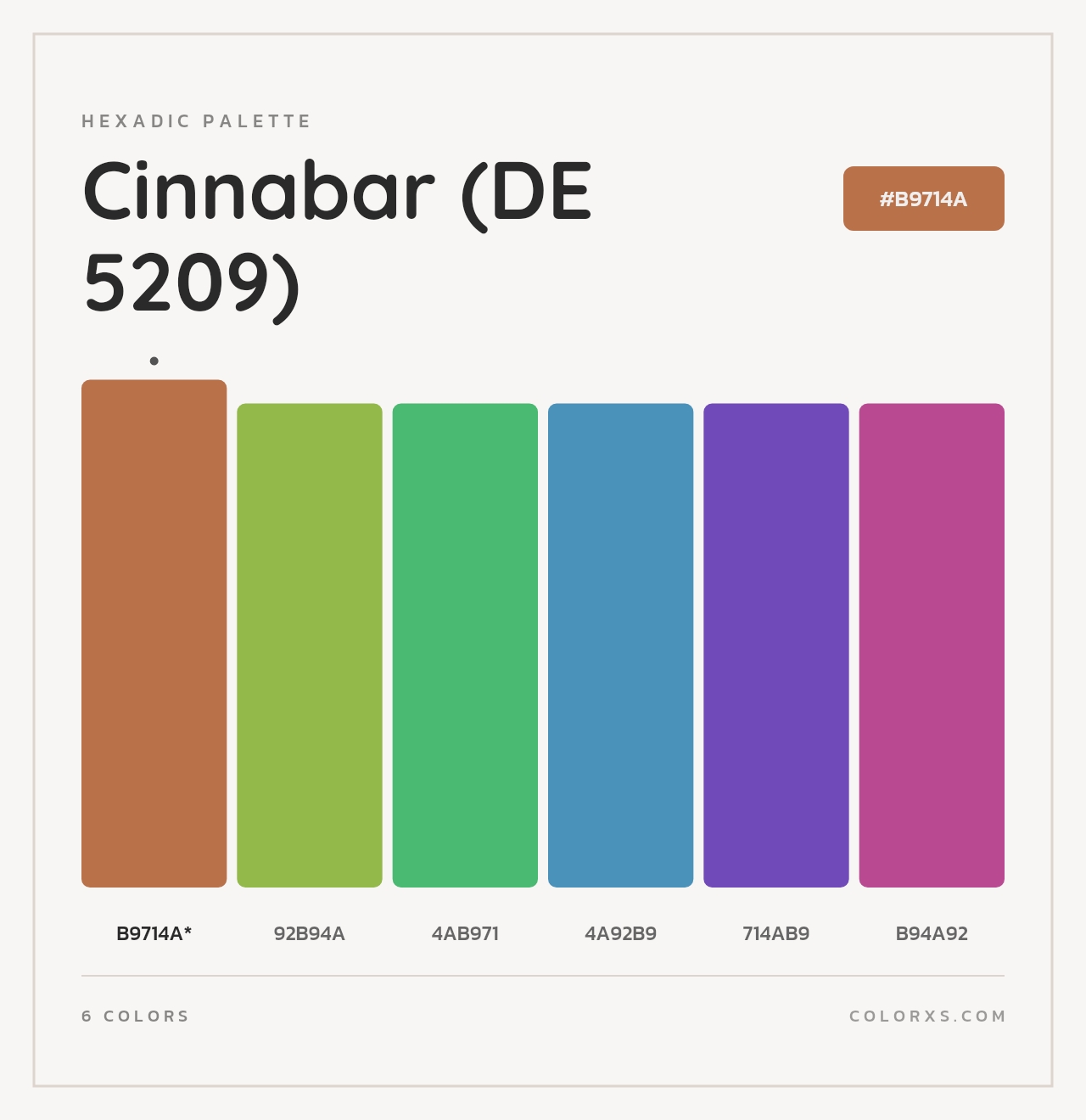 Cinnabar (DE 5209) - Hexadic Color Palette