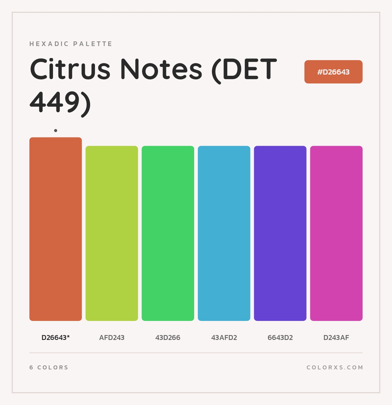 Citrus Notes (DET 449) - Hexadic Color Palette