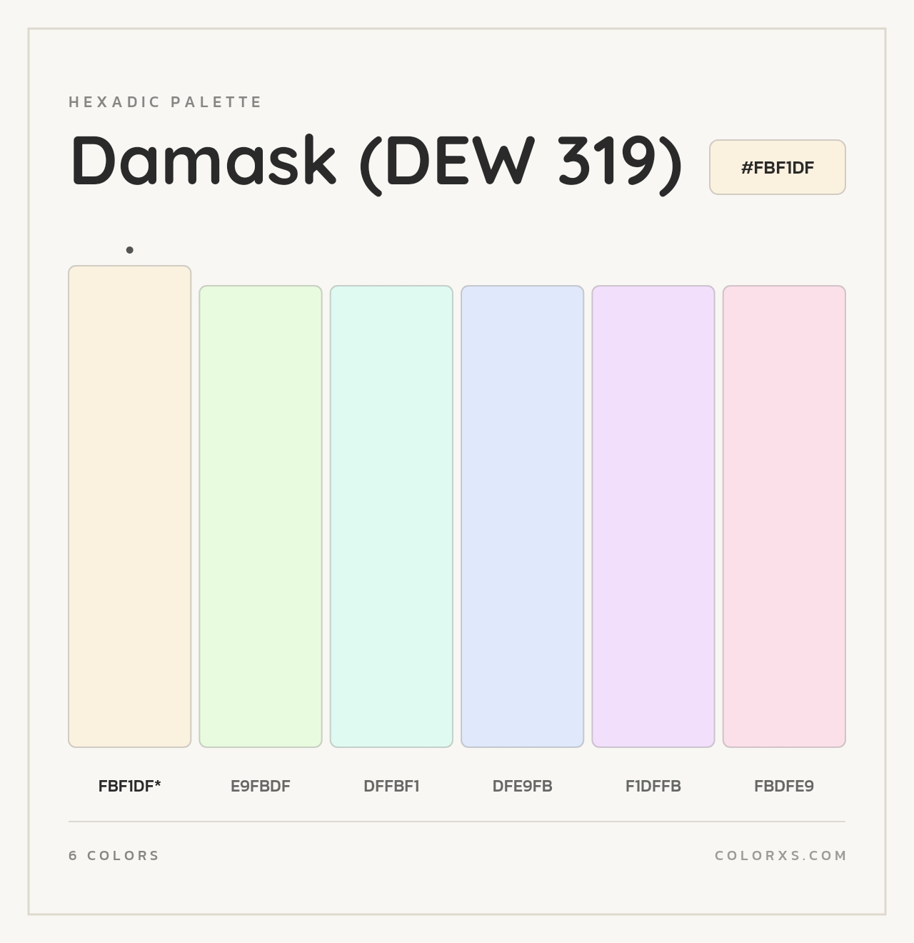 Damask (DEW 319) - Hexadic Color Palette