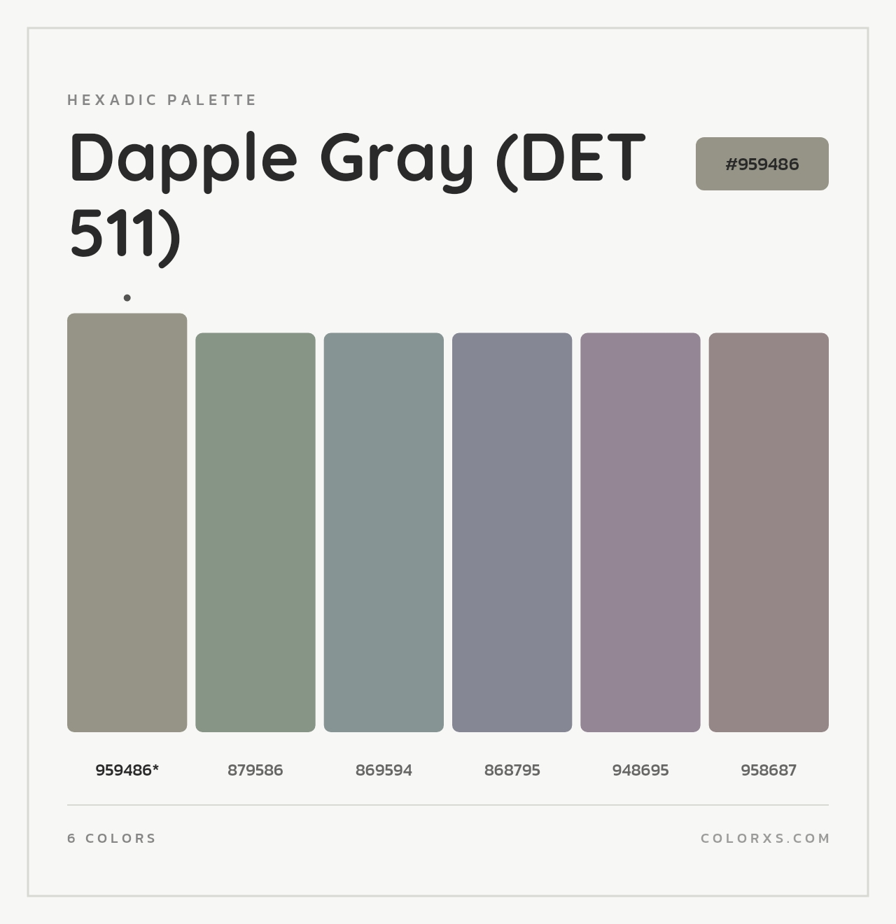 Dapple Gray (DET 511) - Hexadic Color Palette