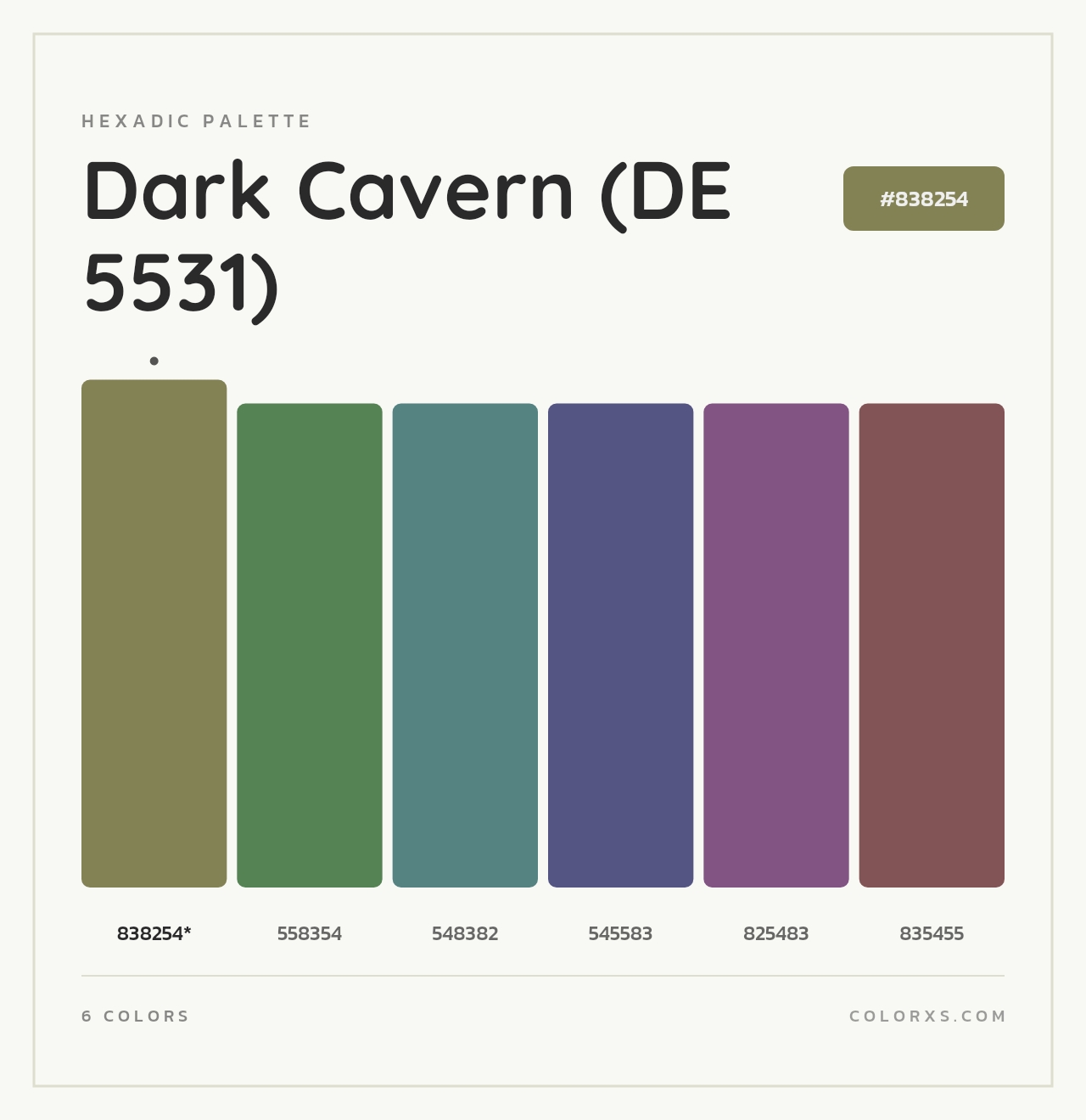 Dark Cavern (DE 5531) - Hexadic Color Palette