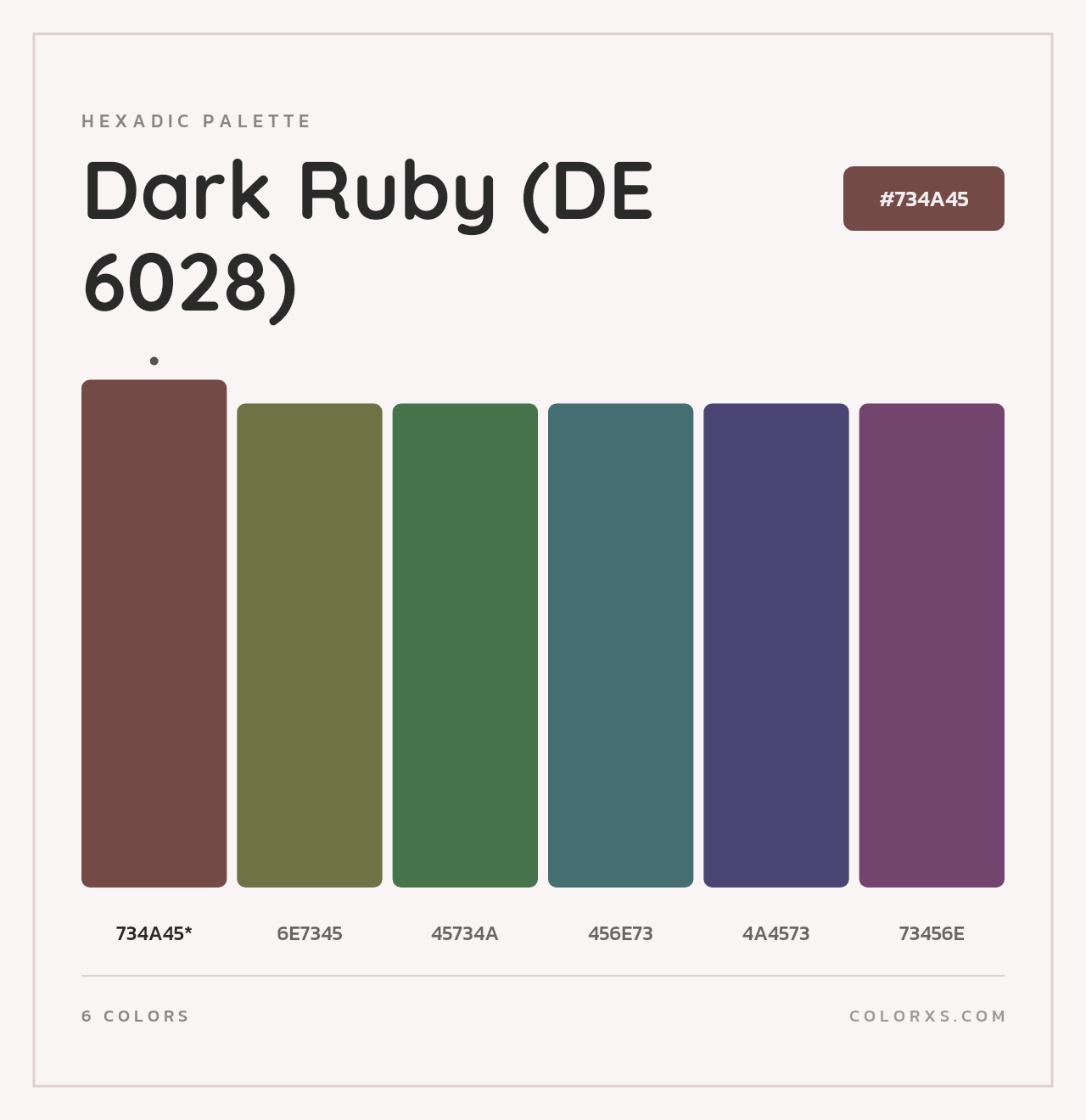 Dark Ruby (DE 6028) - Hexadic Color Palette