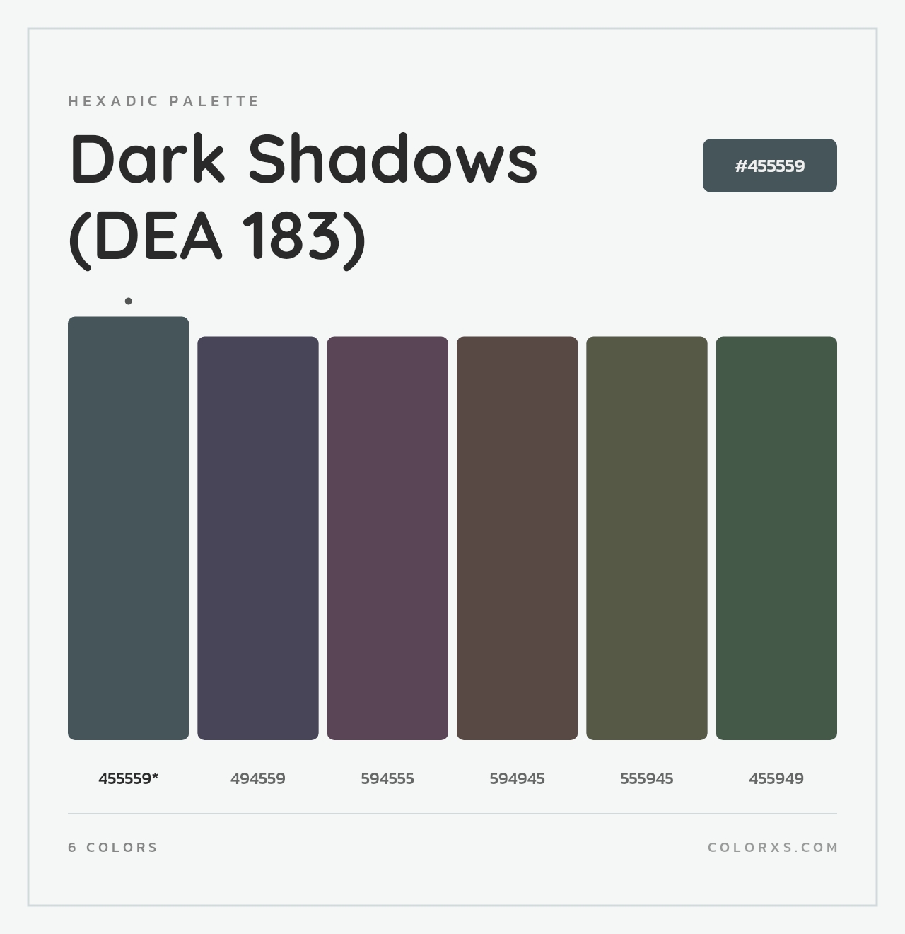 Dark Shadows (DEA 183) - Hexadic Color Palette
