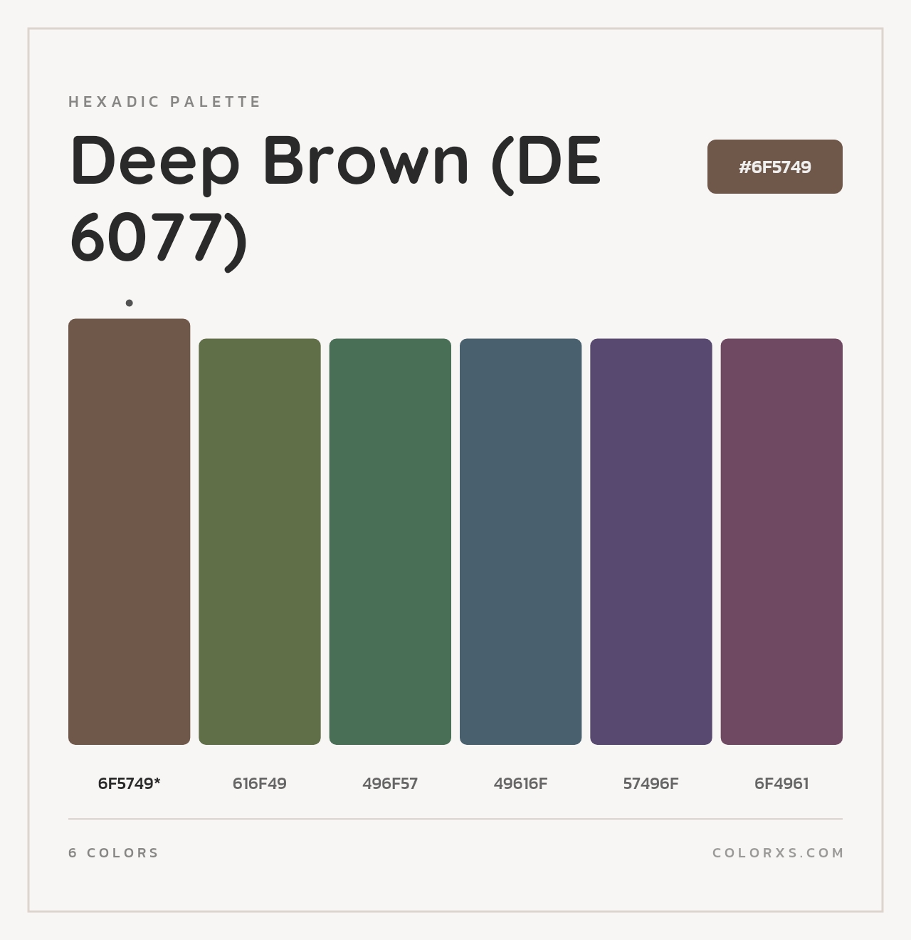 Deep Brown (DE 6077) - Hexadic Color Palette