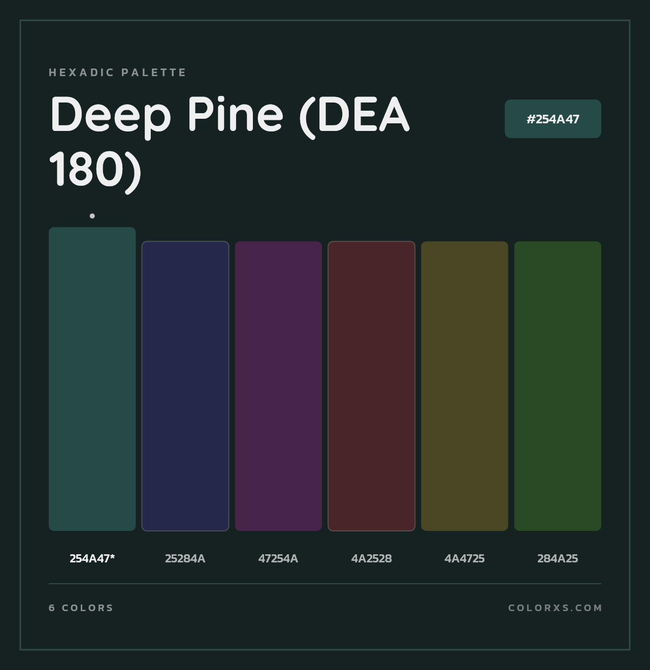 Deep Pine (DEA 180) - Hexadic Color Palette
