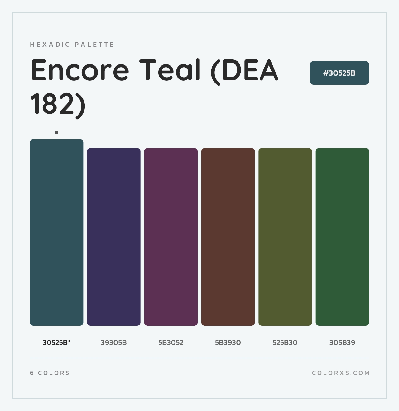 Encore Teal (DEA 182) - Hexadic Color Palette