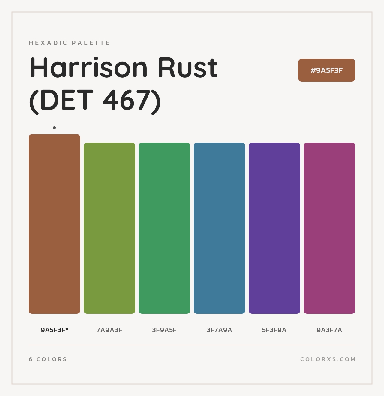 Harrison Rust (DET 467) - Hexadic Color Palette