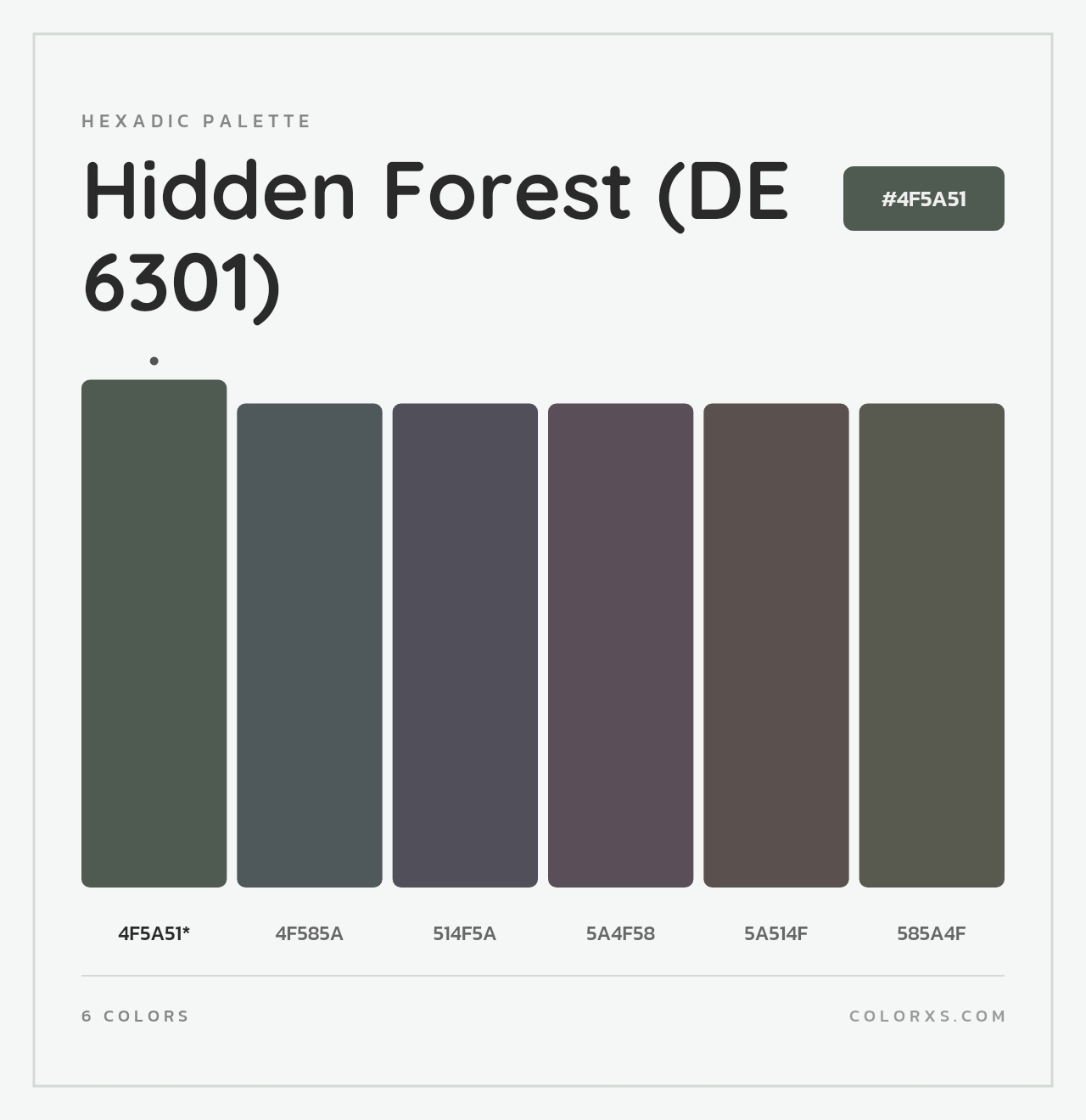 Hidden Forest (DE 6301) - Hexadic Color Palette