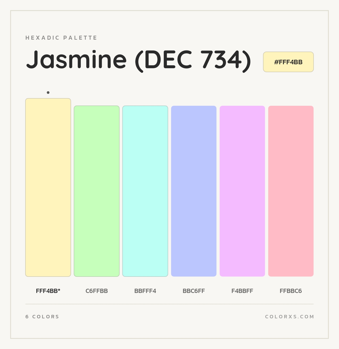 Jasmine (DEC 734) - Hexadic Color Palette