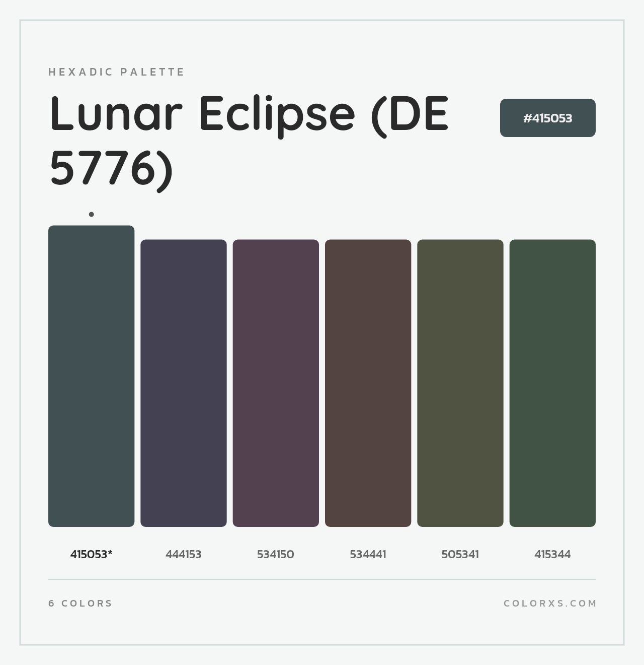 Lunar Eclipse (DE 5776) - Hexadic Color Palette