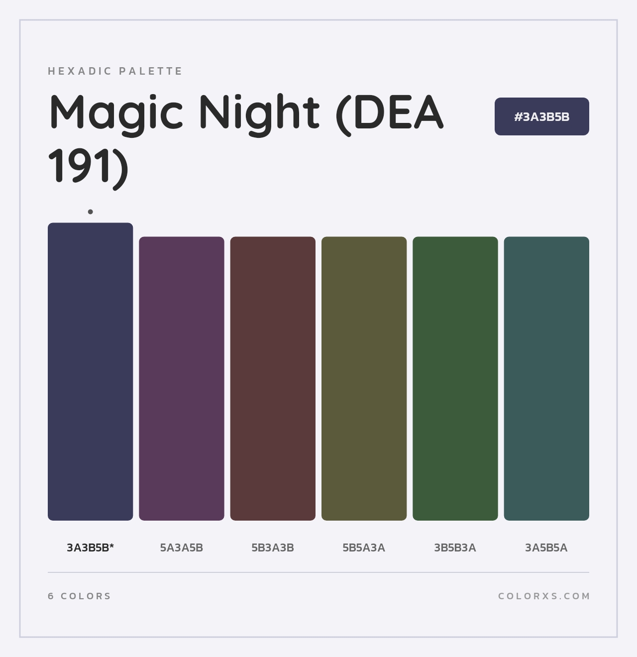 Magic Night (DEA 191) - Hexadic Color Palette