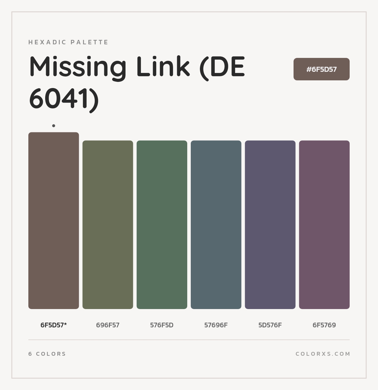 Missing Link (DE 6041) - Hexadic Color Palette