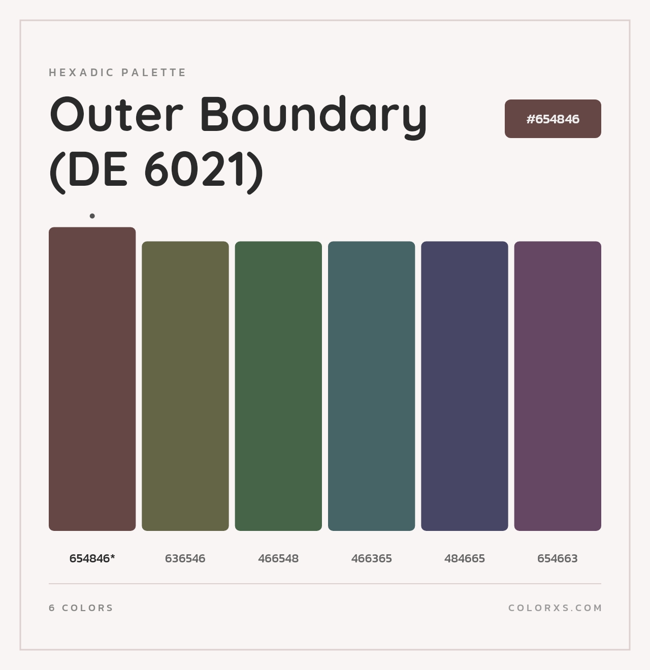 Outer Boundary (DE 6021) - Hexadic Color Palette