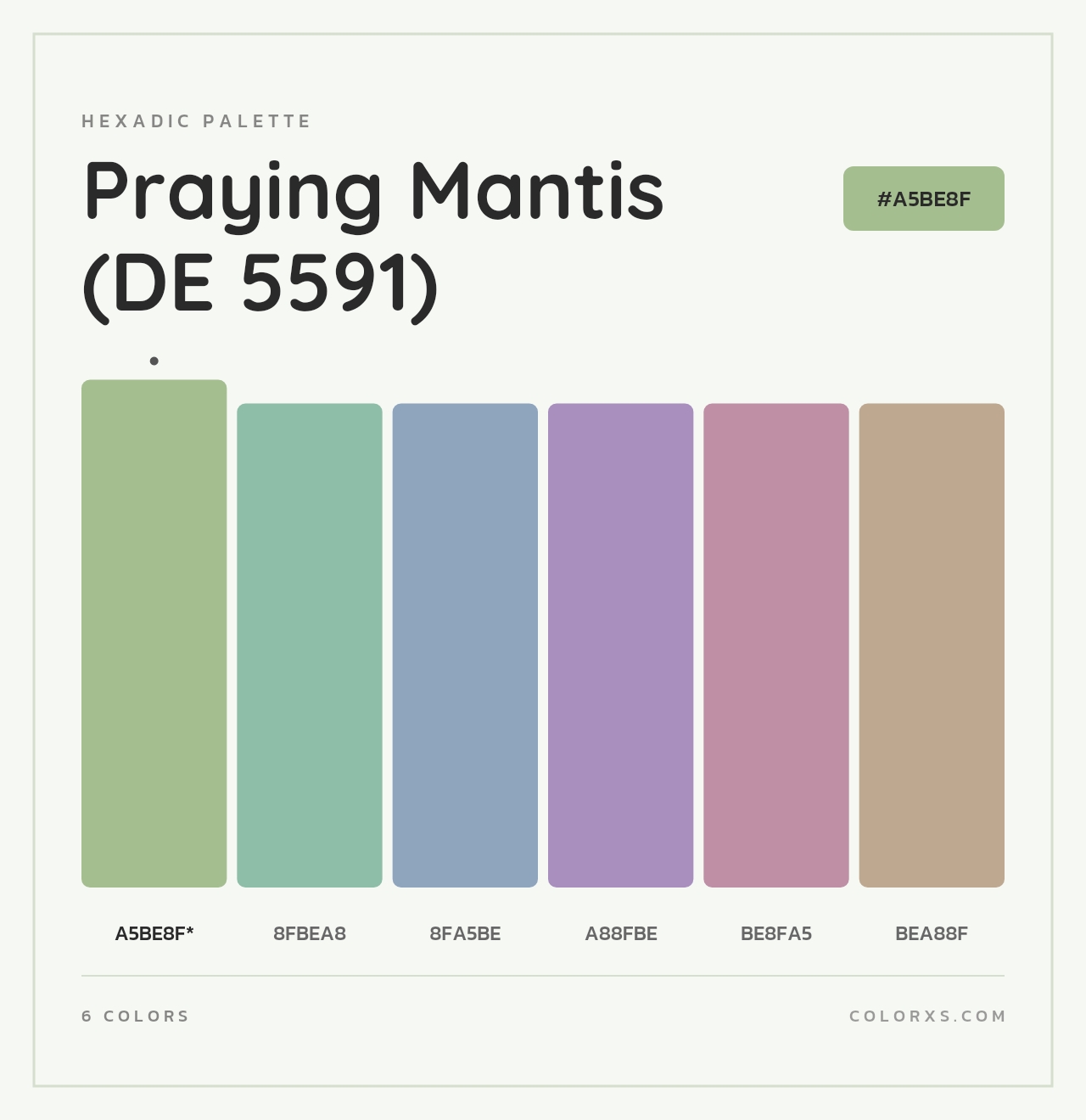 Praying Mantis (DE 5591) - Hexadic Color Palette