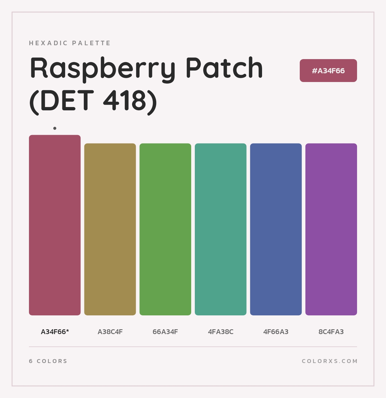 Raspberry Patch (DET 418) - Hexadic Color Palette