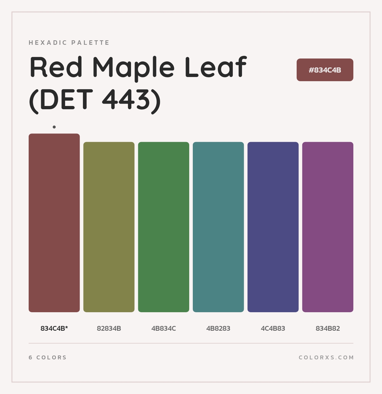 Red Maple Leaf (DET 443) - Hexadic Color Palette