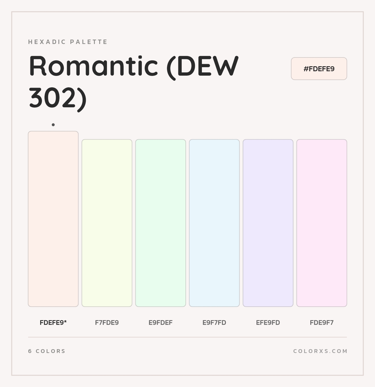 Romantic (DEW 302) - Hexadic Color Palette