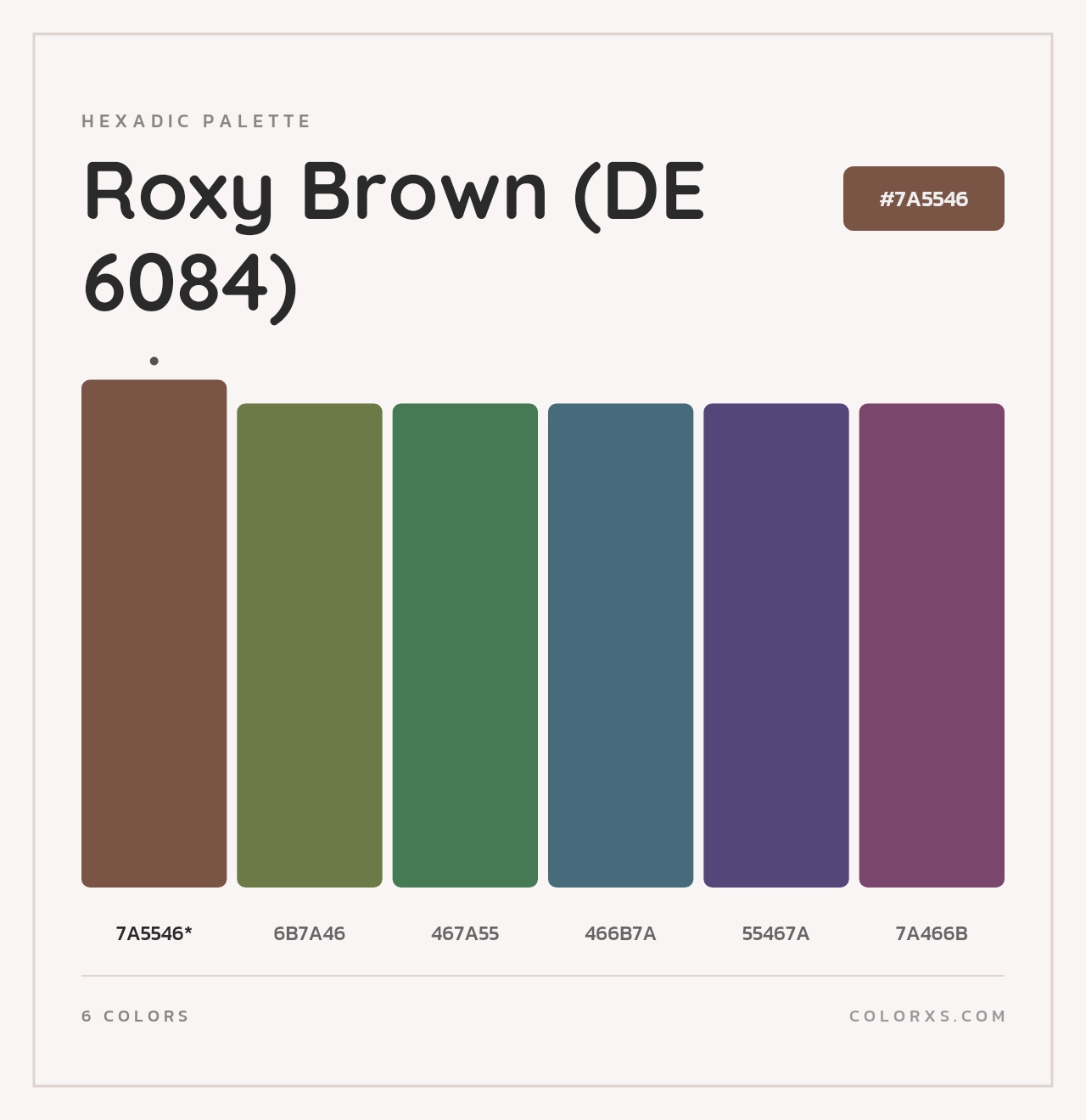 Roxy Brown (DE 6084) - Hexadic Color Palette