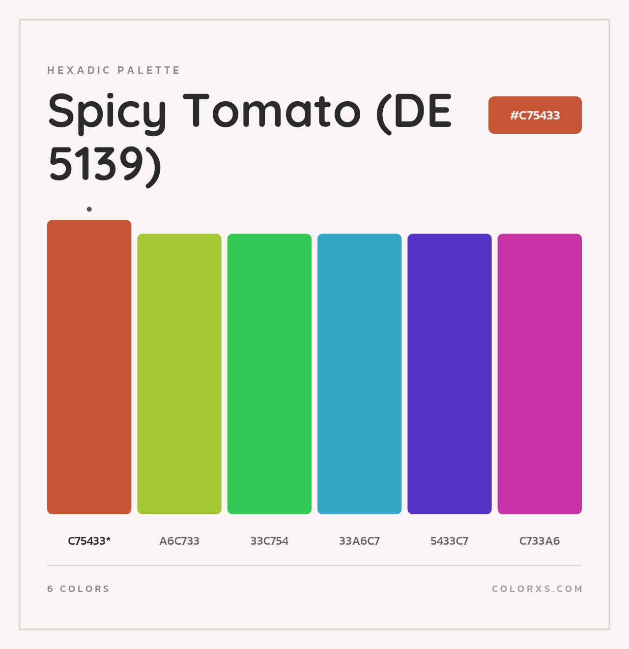 Spicy Tomato (DE 5139) - Hexadic Color Palette