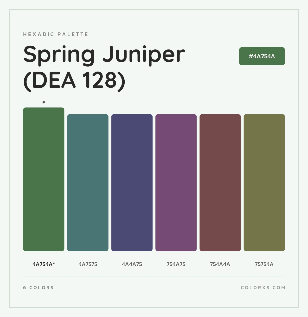 Spring Juniper (DEA 128) - Hexadic Color Palette