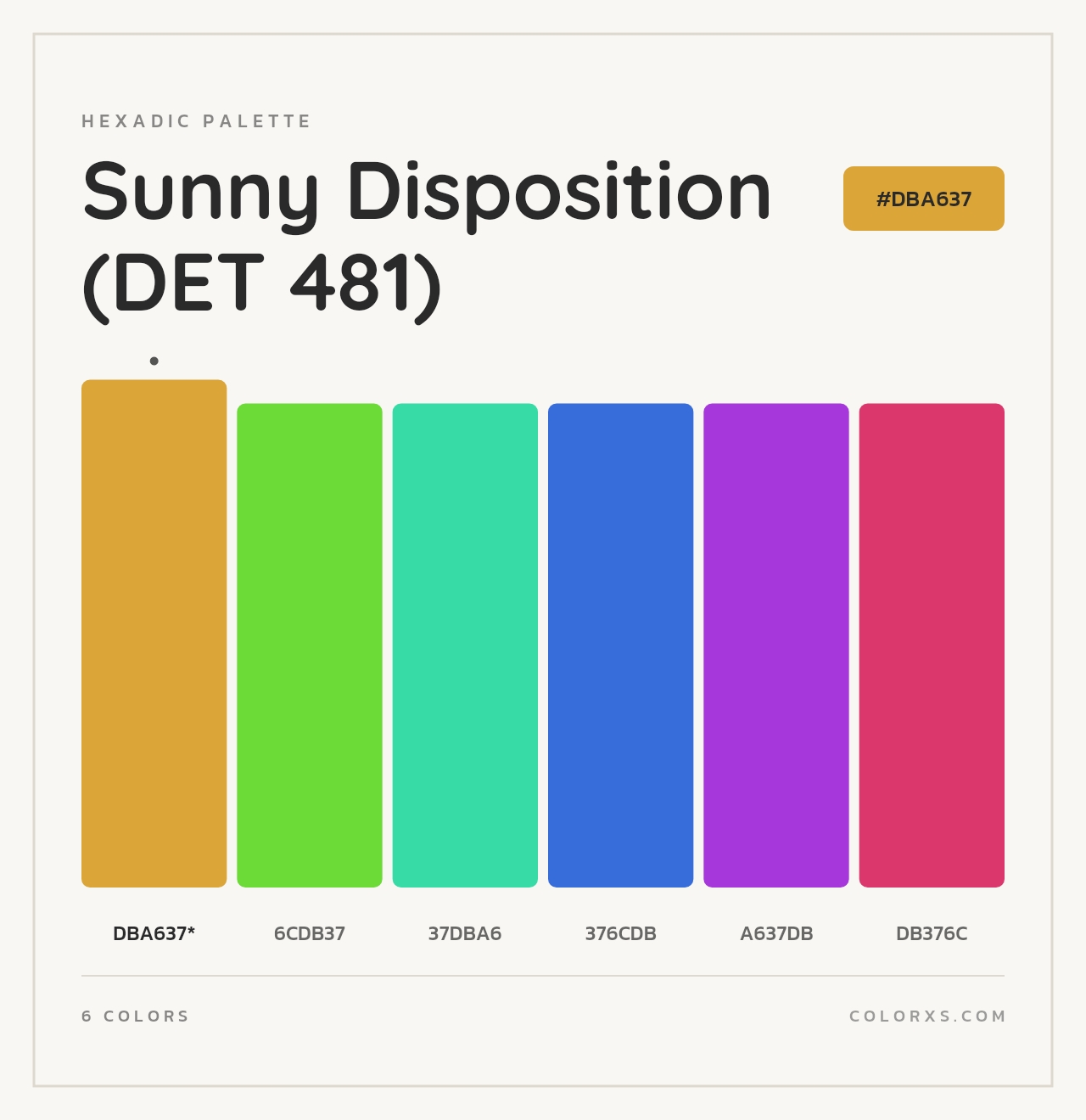 Sunny Disposition (DET 481) - Hexadic Color Palette