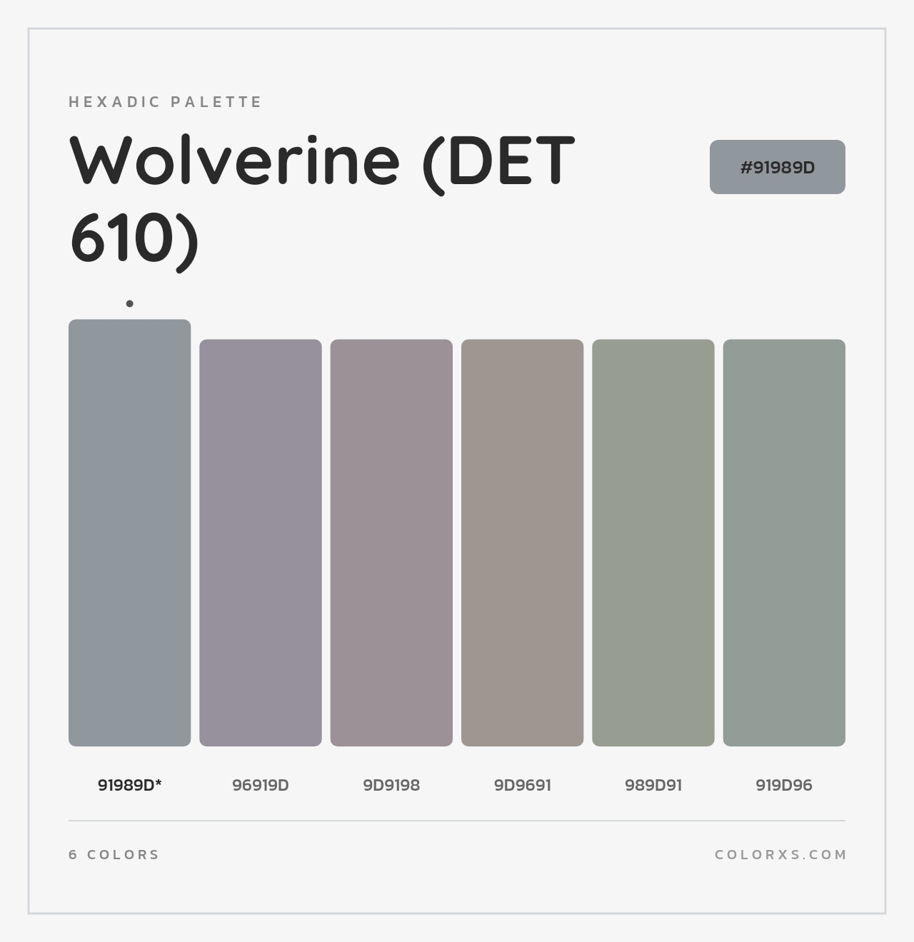 Wolverine (DET 610) - Hexadic Color Palette
