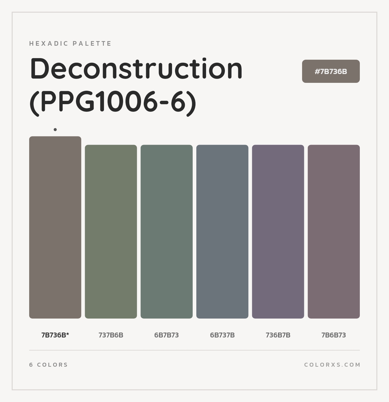 Deconstruction (PPG1006-6) - Hexadic Color Palette