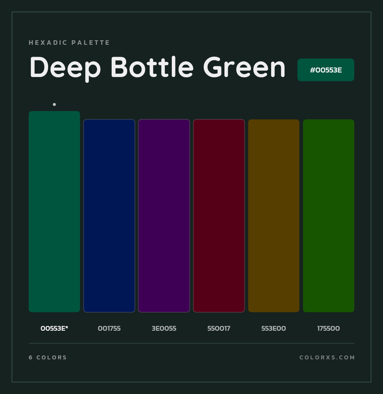 Deep Bottle Green - Hexadic Color Palette