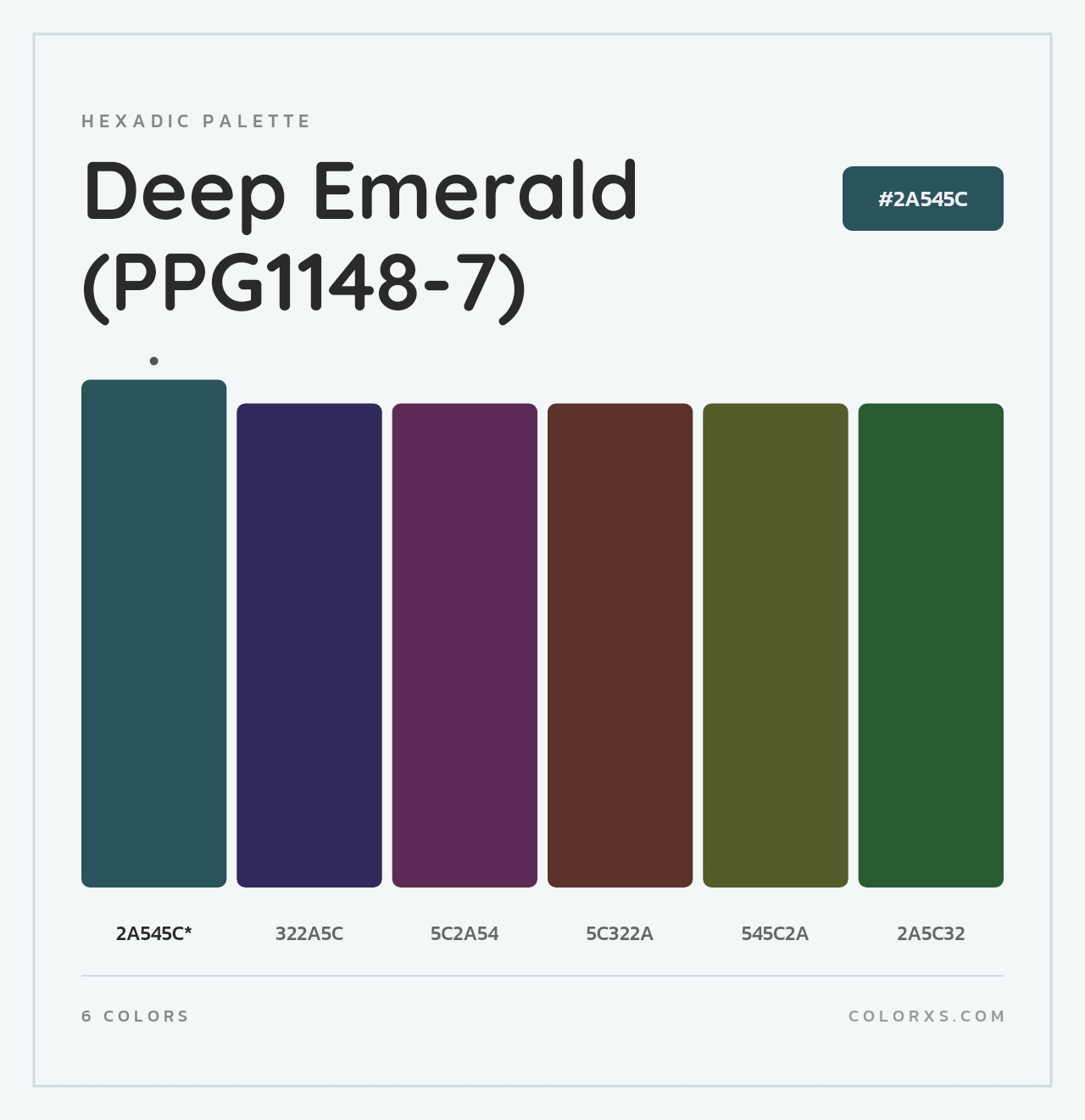 Deep Emerald (PPG1148-7) - Hexadic Color Palette