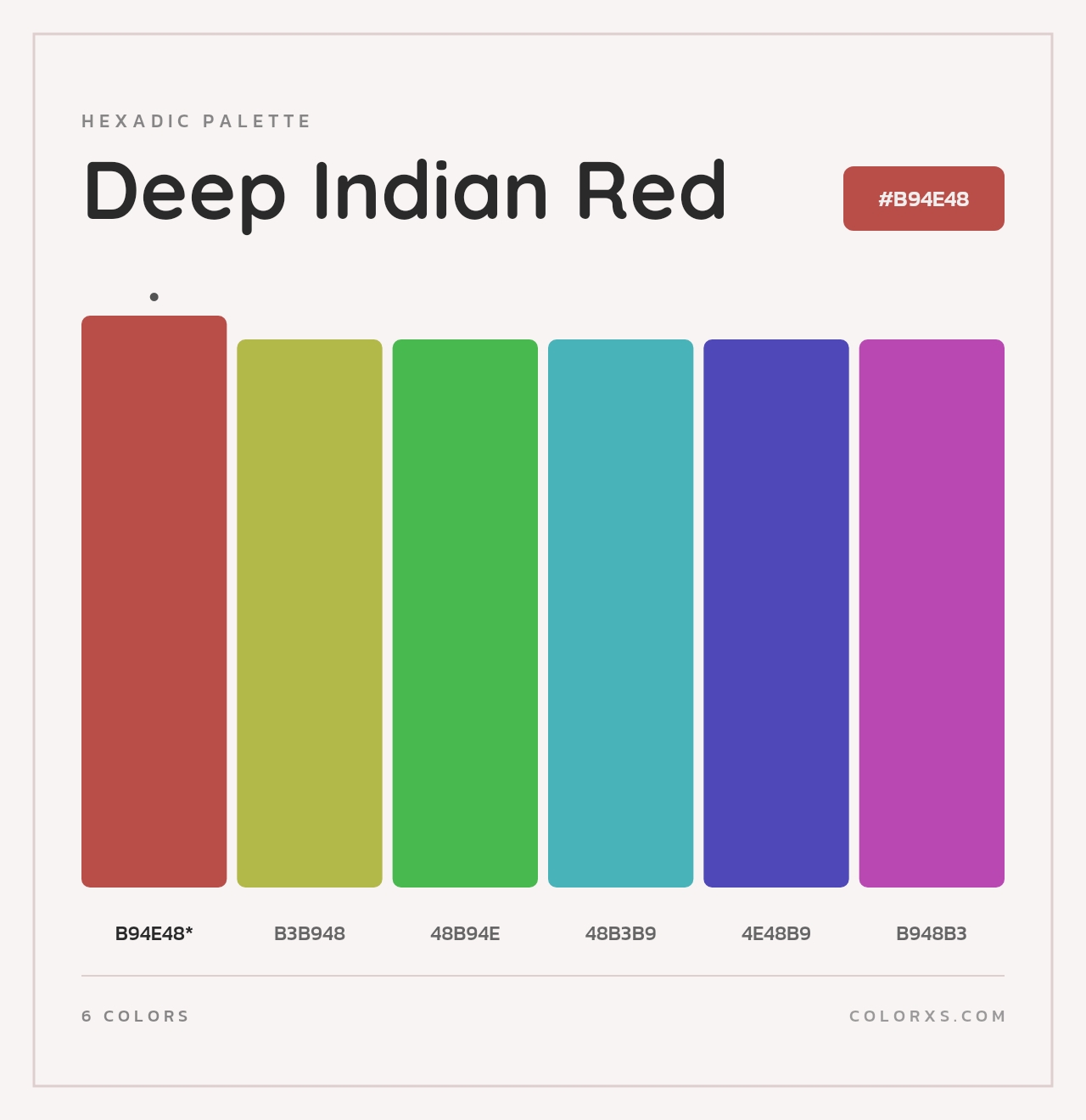 Deep Indian Red - Hexadic Color Palette