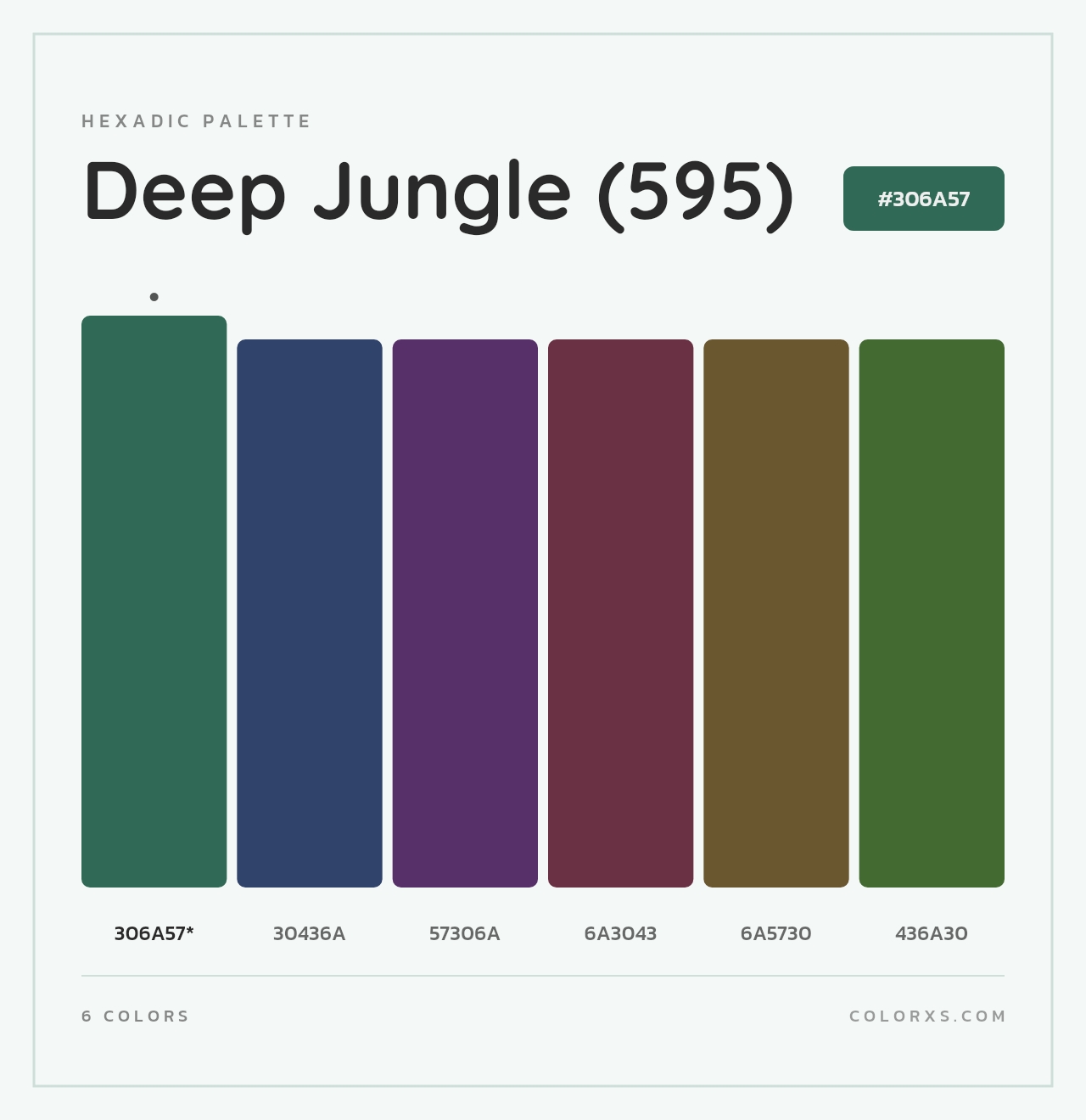 Deep Jungle (595) - Hexadic Color Palette
