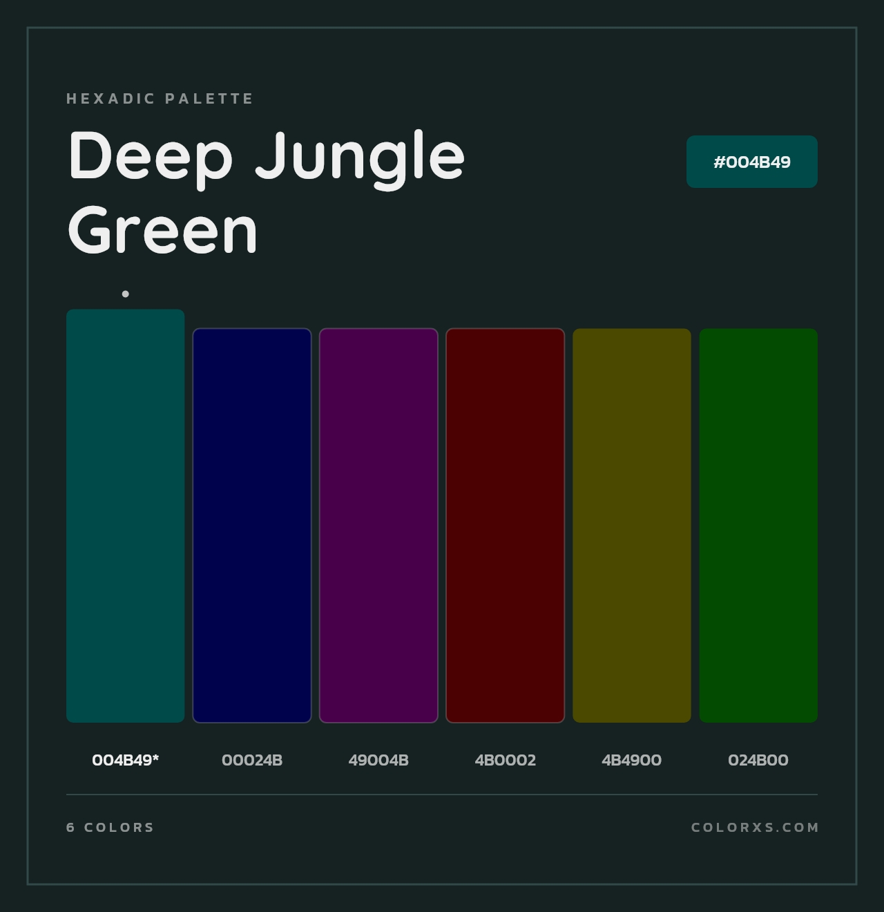 Deep Jungle Green - Hexadic Color Palette